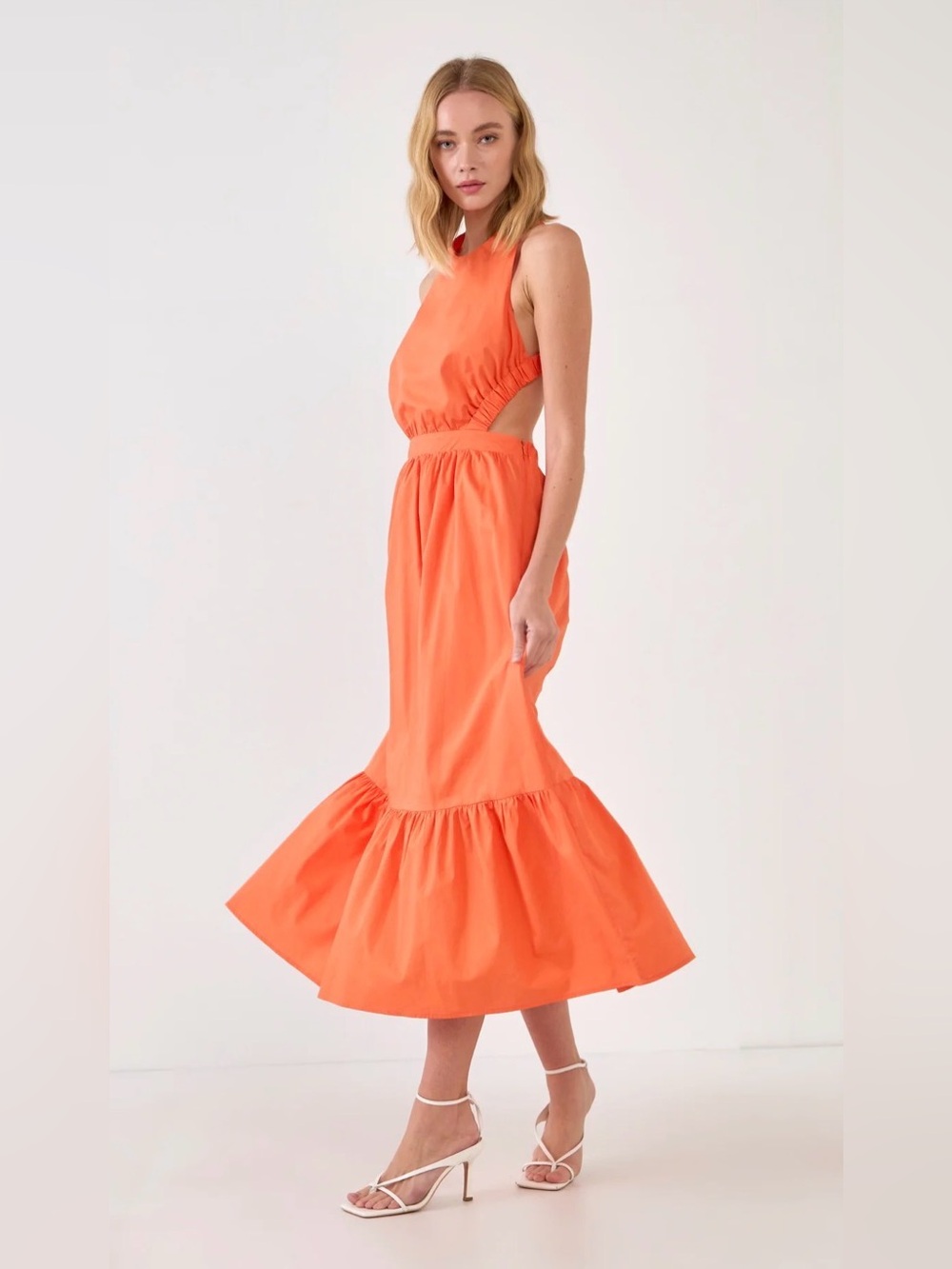 ELASTIC DETAIL SLEEVELESS DRESS
